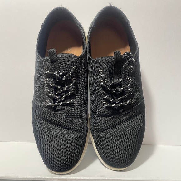 Toms Other - Tom's Black Lace Up Canvas Shoes 10.5 Men's